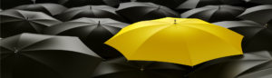 Parapluie jaune Eurêka Study pour éviter les risques 