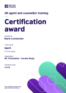 certificat british council UK counsellor Marie Cordonnier 
